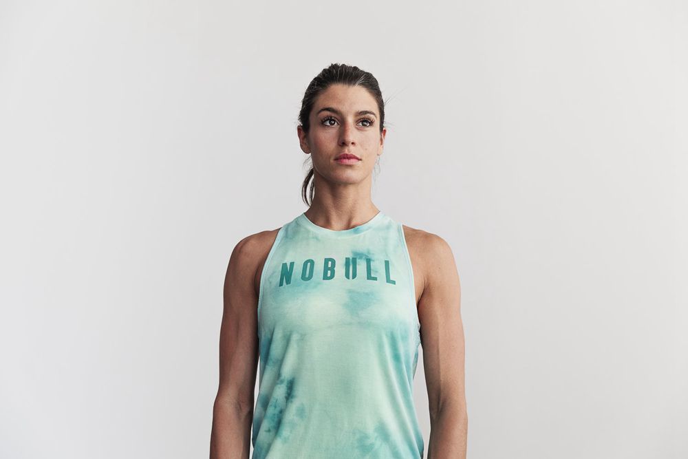 NOBULL Majice Bez Rukava Ženske - Nobull High-Neck Tirkizne Tie-Dye (318540-BLX)